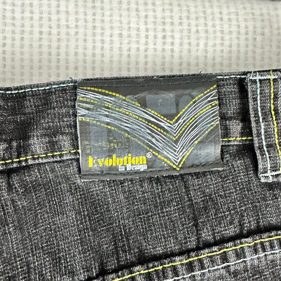 Y2K Evolution in Design Men's Hip Hop Dark Distressed Denim Jeans Embroidered - Picture 13 of 14